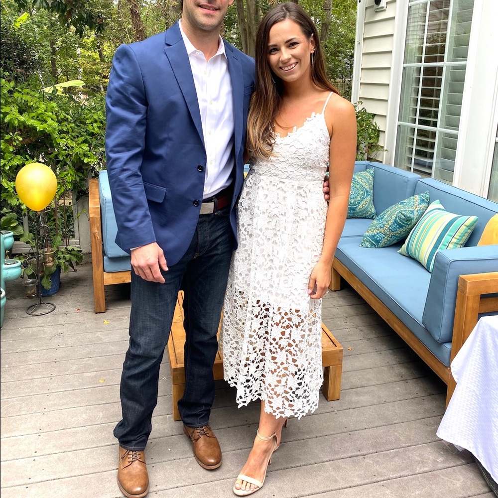 ASTR The Label White Midi Lace Dress